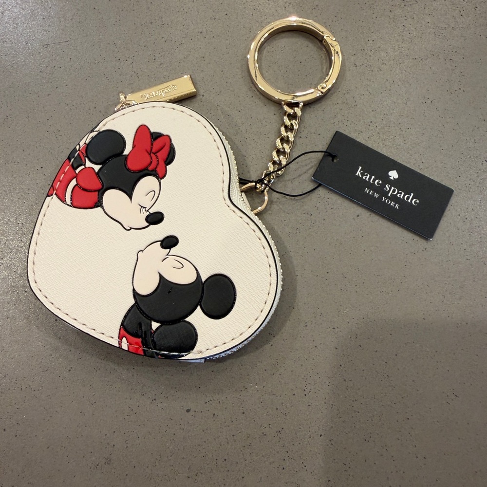 Kate Spade Cream Heart-Shaped Keychain/Coin pouch NWT